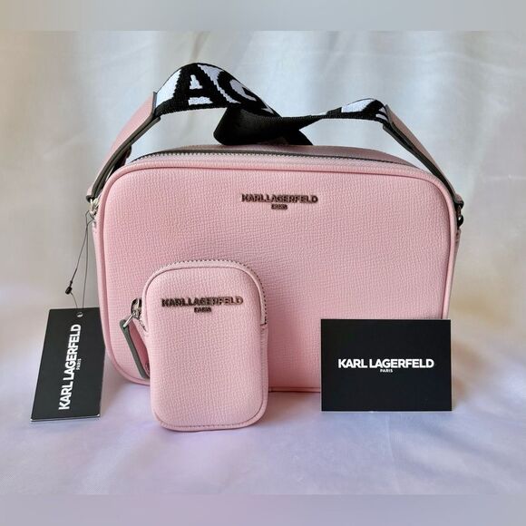Karl Lagerfeld Posh Pink Crossbody Bag Set - NWT & Standard Dust Bag - Picture 1 of 16